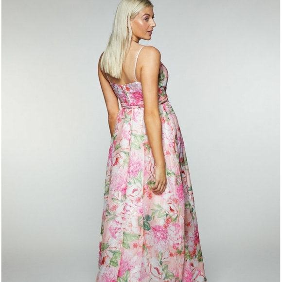Trixxi Juniors' Floral-Print Belted Crossover Gown - Picture 2 of 6